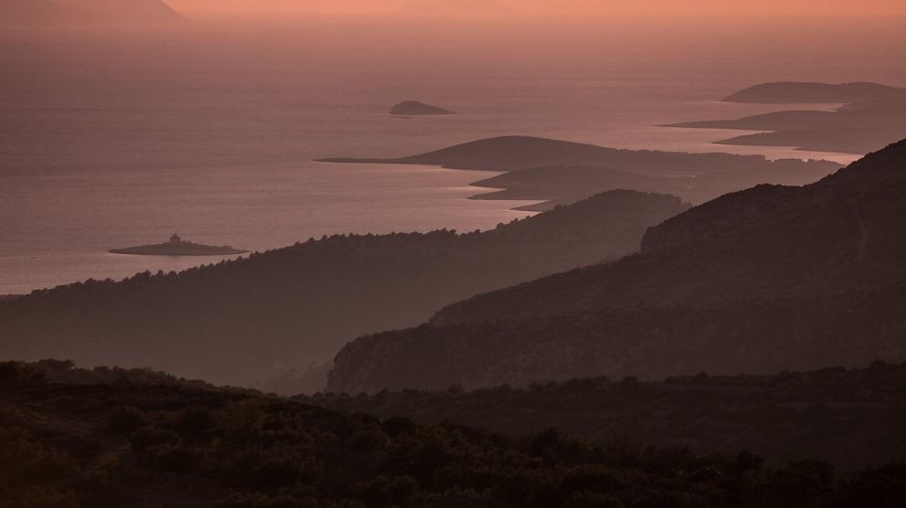 villas hvar sunset over Pakleni islands